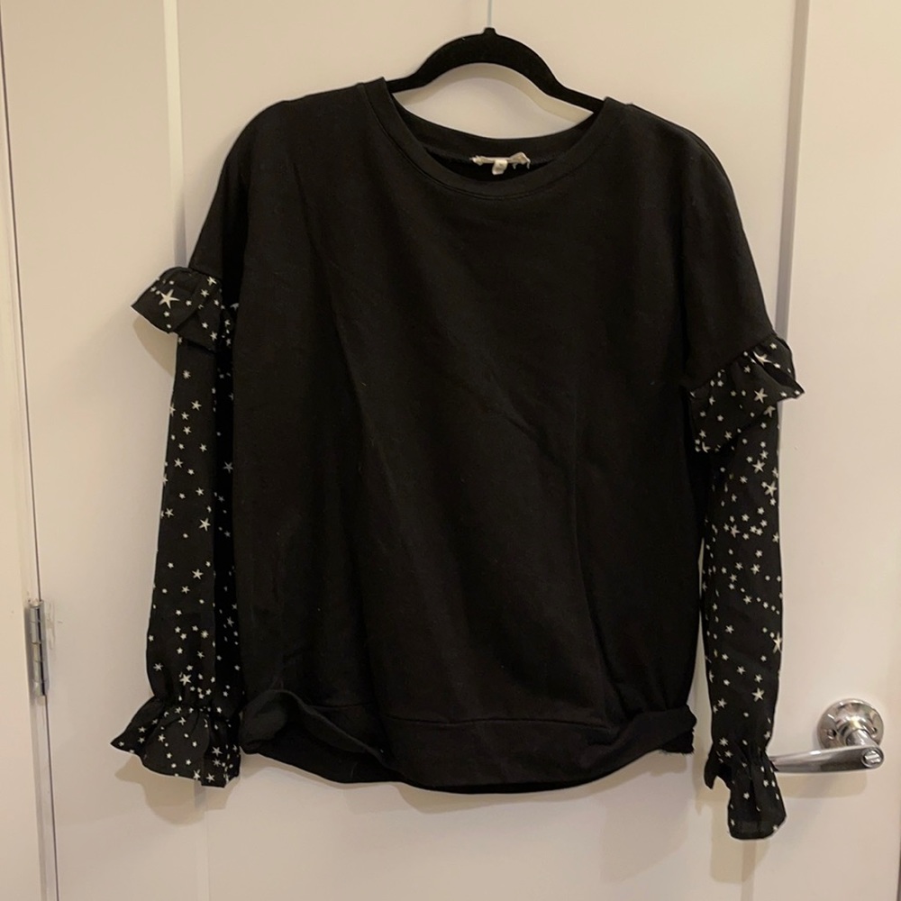 Promesa Black Star Sweatshirt Ruffles Medium